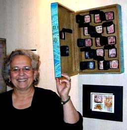 Jann and her Box Show Sign piece. Susan Shie 2005.