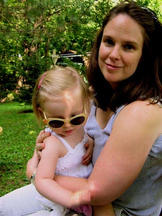 Gretchen and Eva in the backyard. Susan Shie 2006.