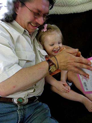 Jimmy and Eva laughing. Susan Shie 2006.