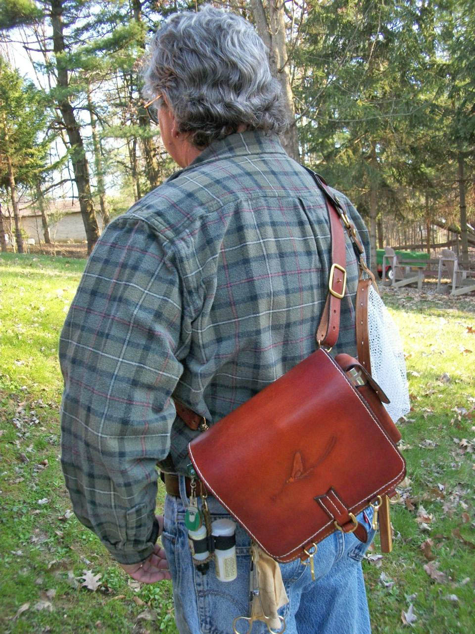 Original handmade leather fly fishing reel case