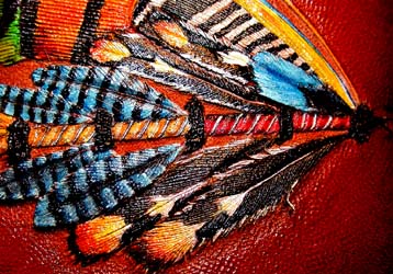 Detail of Lang Syne fly on flask front ©James Acord 2003.