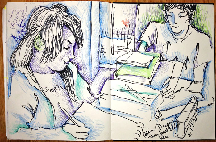 Drawing of my students. ©Susan Shie 2014.
