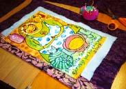 making the quilt sandwich.