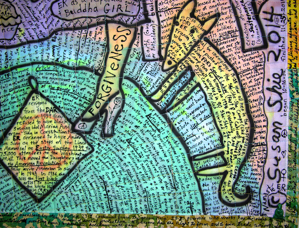 ER: Eleanor Roosevelt-Page of Potholders in the Kitchen Tarot. detail view. ©Susan Shie 2014