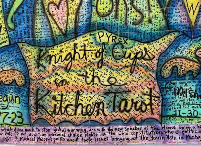 ©Susan Shie 2023: "Use the Skillet: Knight of Pyrex Cups in the Kitchen Tarot." detail 11.