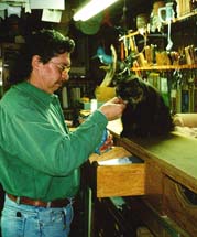 Jimmy and Marigold my cat, in Jimmy's studio.