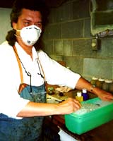 Jimmy instructs on airbrush cleaning.