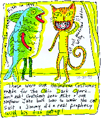 Jimmy as a fish and me as a cat 1997 Susan Shie.