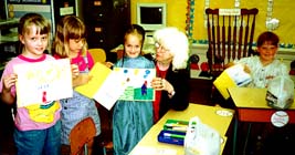 Lucky with kindergartners at Garaway Schools.