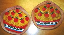 Jimmy's leather versions of the pie on the dishtowel! James Acord 1999.