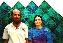 Michael Mrowka and Debra Lunn, with one of their new quilts.  Lunn and Mrowka 1998.