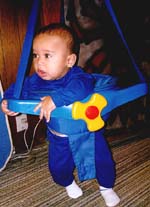 Omari in his airplane.