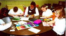 Stitching diaries at St Pete's.