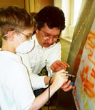 Jimmy teaching airbrush at St. Pete's.