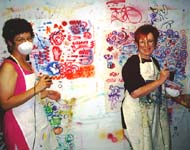 Susan and Ruth, using the brand new Aztek airbrushes.