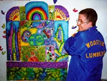 Sara Lechner with her quilt in progress.