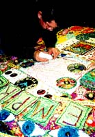 Jimmy working on the Stove Quilt.