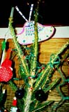Our UFO treetop star on the Christmas tree.