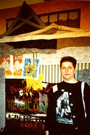 Robin Schwalb with her piece at QN '01. Susan Shie 2001.