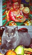 Meeper in the kitchen. Susan Shie 2001.