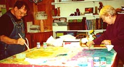 Bob and Susan brush painting with Deka.