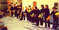 The puppet show.  Bowing, finale. James Acord 2001.