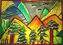 Mountains mural. Tussing Elementary 2001.