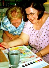 Marsha takes her YaYas art lessons, Pat watches Susan Shie 2001.