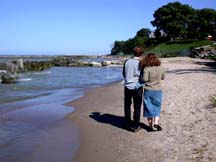 Mike and Gretchen on the beach.�Susan Shie 2002.