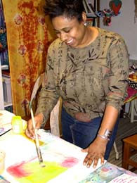 Sheila painting.�Susan Shie 2002.