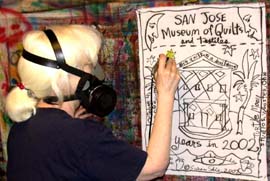 Me airbrushing.�Susan Shie 2002.