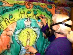 Me airbrushing The Dish Soap. Susan Shie 2002.