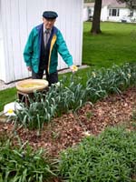 Uncle Lester and his garden. Susan Shie 2002.