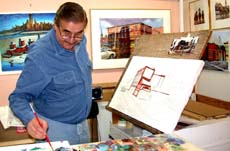 Bill in his studio. Susan Shie 2002.