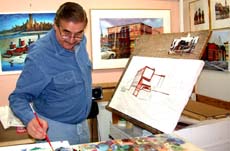 Bill in his studio. Susan Shie 2002.