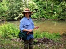 Jimmy fishing at Mohican. Susan Shie 2002.
