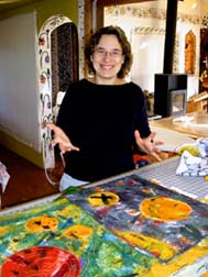 Angela Moll in her studio.Susan Shie 2003.