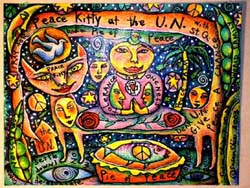 Peace Kitty at the UN.GSusan Shie 2003.