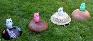 Bowling Owlies ready to play!Susan Shie 2005.