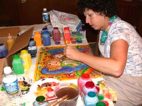 Sharon Krawchuk at Turtle Art Camp, July 04.Susan Shie 2004.