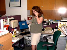 Gretchen in her office.Susan Shie 2004.