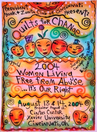 Poster for Quilts for Change 2004.Susan Shie 2004.'
